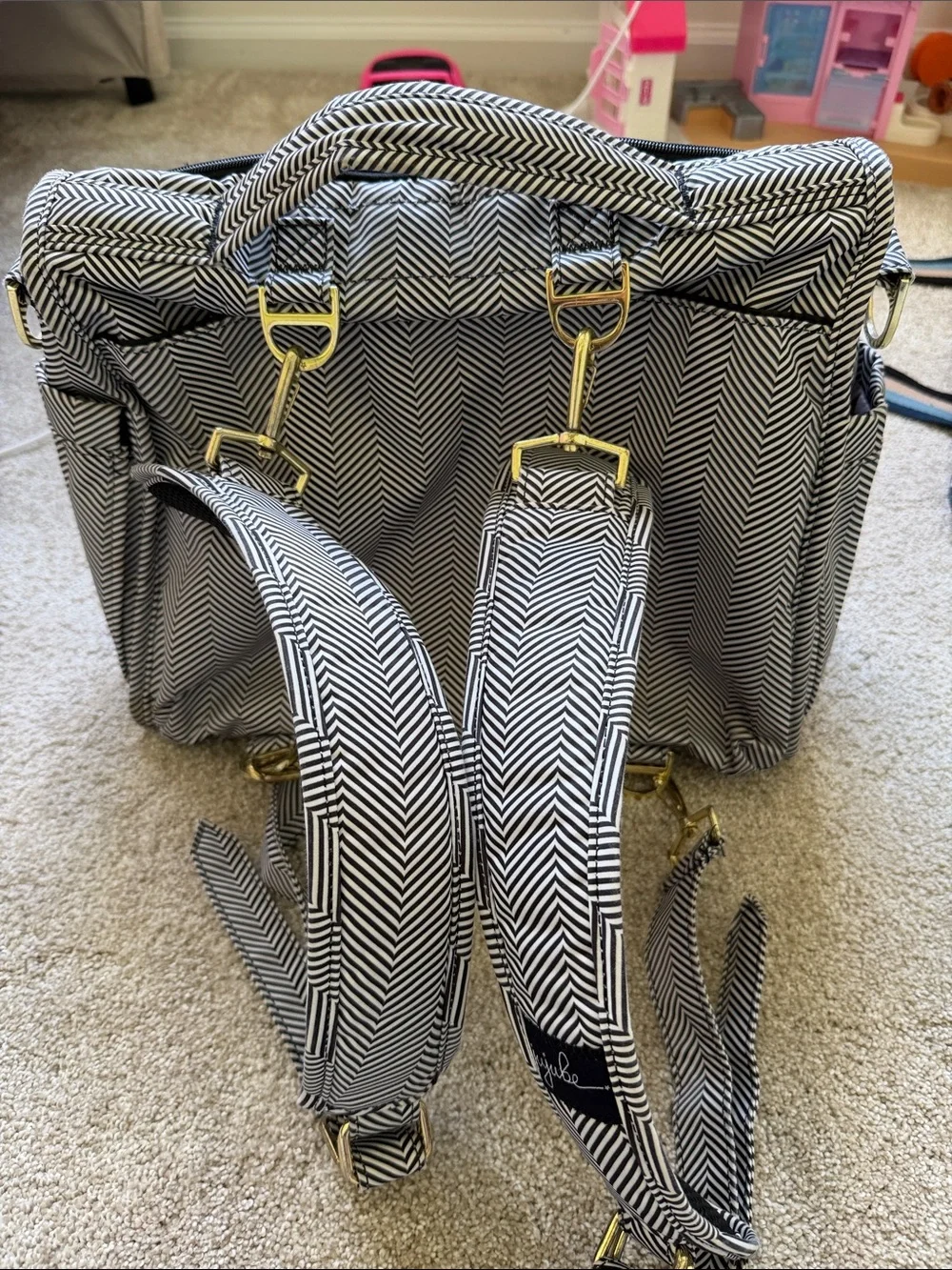 Ju-Ju-Be Be-Right Black & White Chevron Backpack Diaper Bag